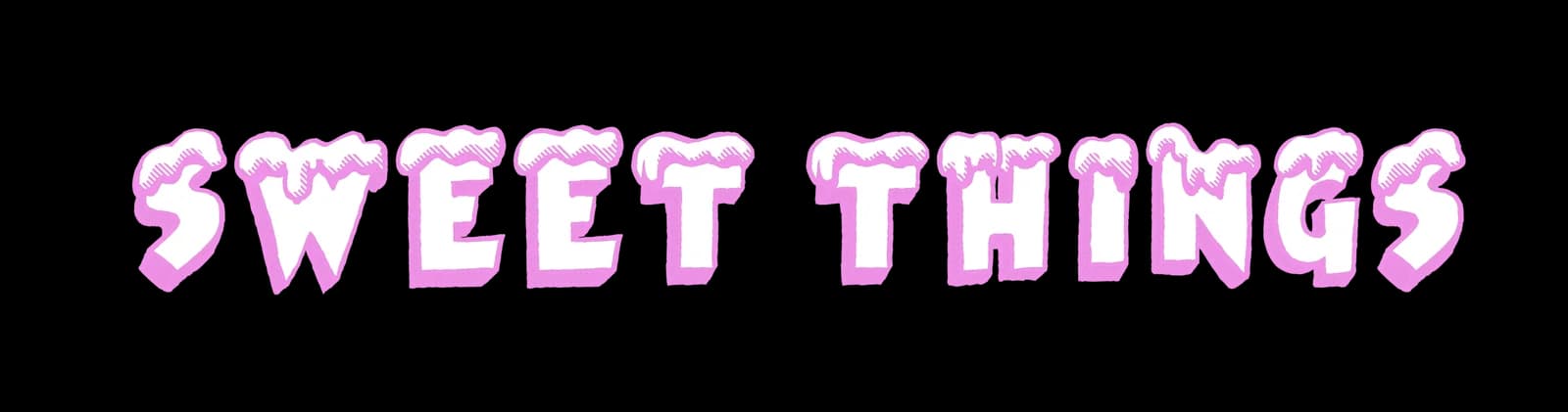 Pink-and-white Sweet Things wordmark.